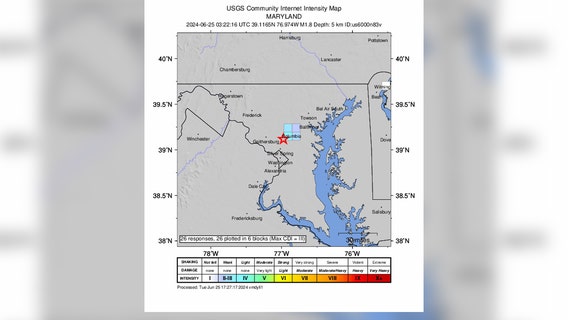 Small earthquake rattles Maryland county outside DC