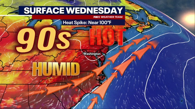DC heat index could reach 105 degrees; severe evening storms possible
