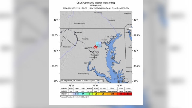 Small earthquake rattles Maryland county outside DC