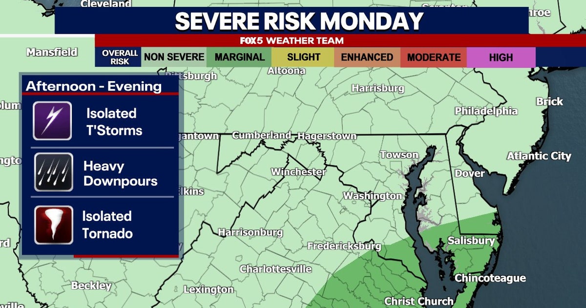Scattered showers, thunderstorms expected Monday across DC region | FOX ...