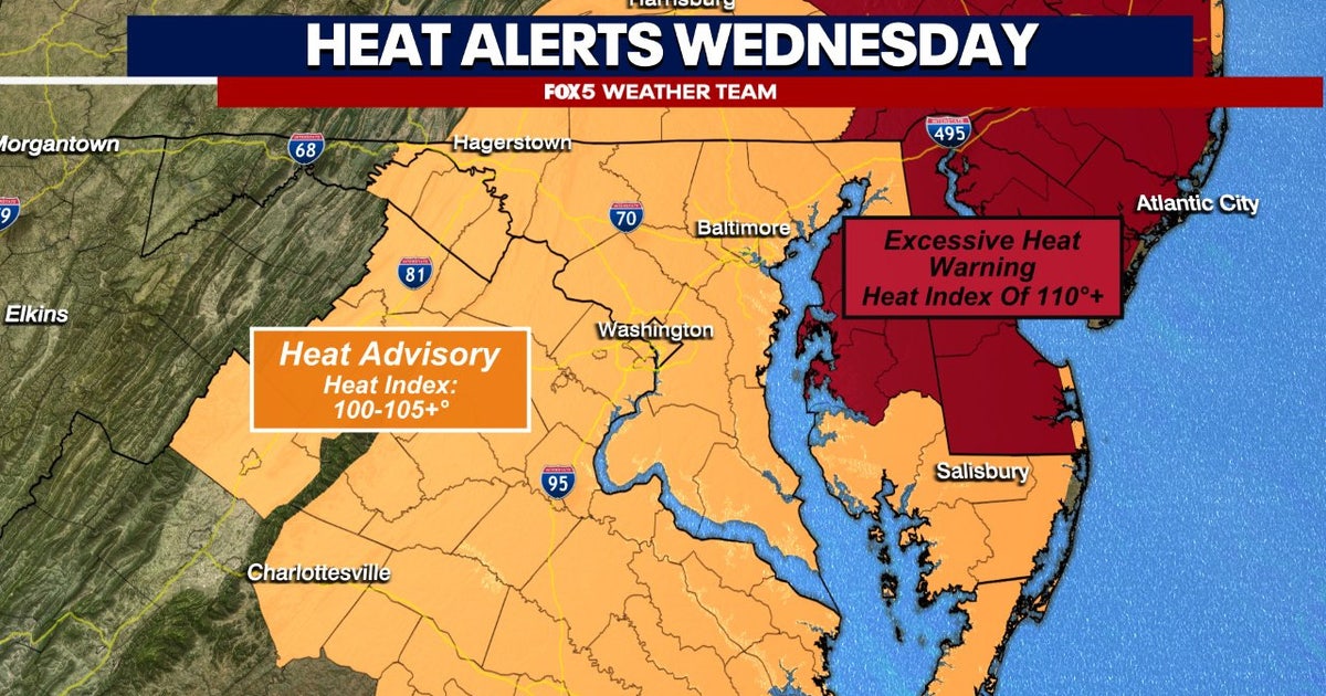 DC region under heat advisory Wednesday; showers and thunderstorms ...