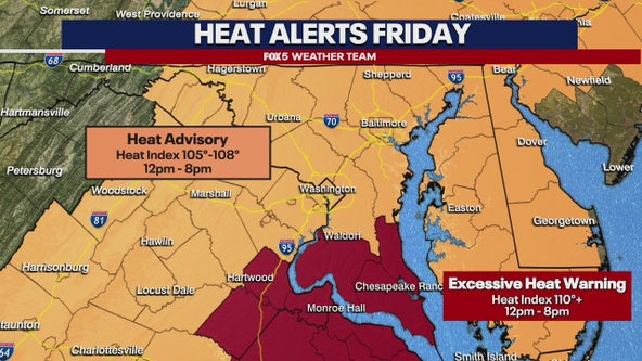 Dangerous heat, humidity across DC region Friday; evening storms possible