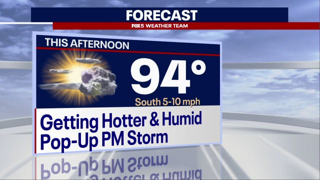 Hot, humid Monday with chance of showers and thunderstorms