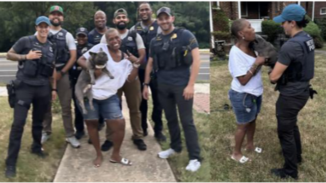 DC police officers return stolen French Bulldog to owner