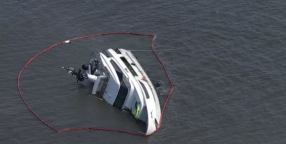 Yacht remains in Chesapeake Bay days after flipping over in open water