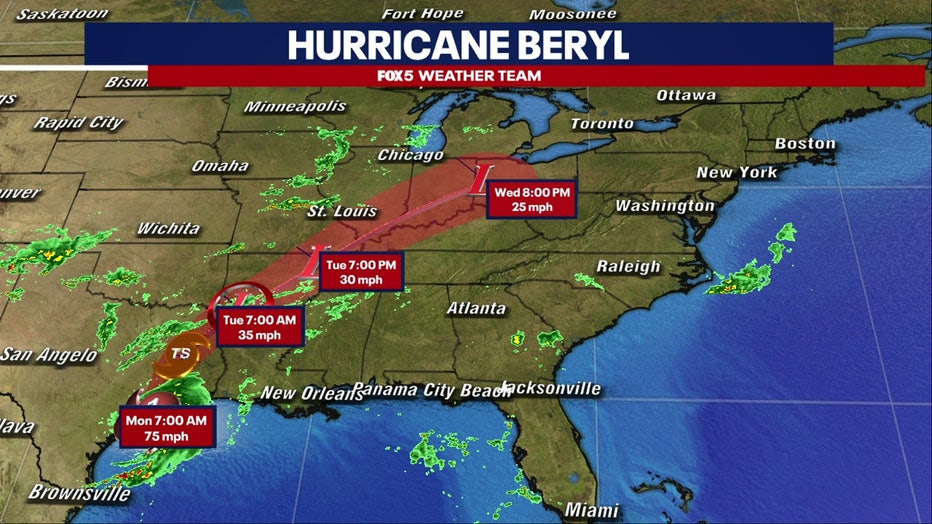 Beryl Path Tracker: Could Hurricane Remnants Impact DC This Week? | FOX ...