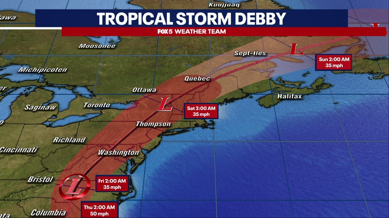 DC weather: Tropical Storm Debby remnants expected to bring heavy rain, flooding Thursday