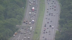 Truck strikes I-495 overhead sign causing delays in Forestville