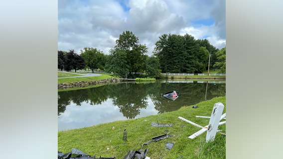 Woman and dog escape after vehicle sinks in pond in Prince George's County