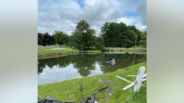 Woman and dog escape after vehicle sinks in pond in Prince George's County