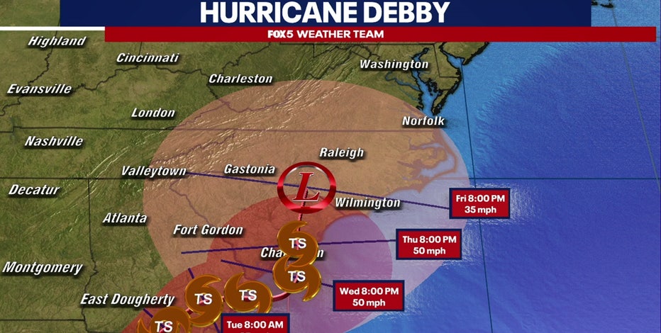 Hurricane Debby path: Could DC region receive heavy rain from remnants of the storm?