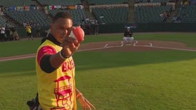 FOX 5's Chad Ricardo throws first pitch at Bowie Baysox game