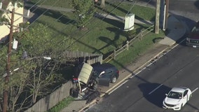 Crash sends vehicle into bus stop in Hillandale