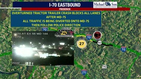 Overturned tractor-trailer causes delays in Frederick County Tuesday