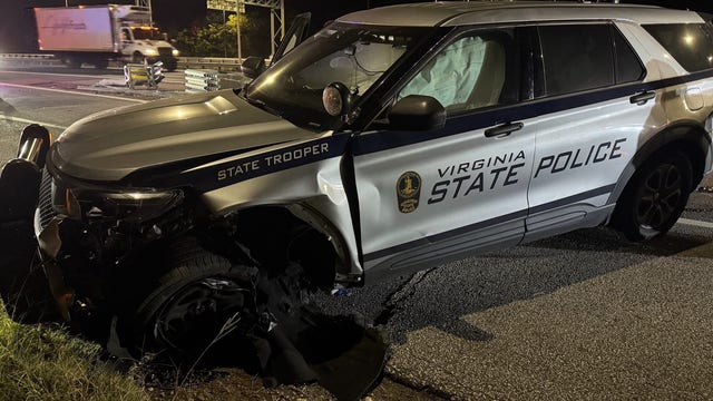 Suspect vehicle hits Virginia State Police trooper vehicle during pursuit