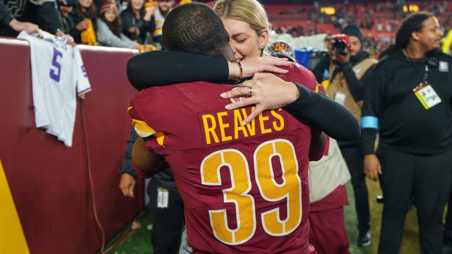 Commanders' Jeremy Reaves proposes to girlfriend after win against Atlanta