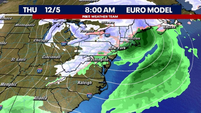 Rain, snow mix possible Thursday morning across some parts of DC region