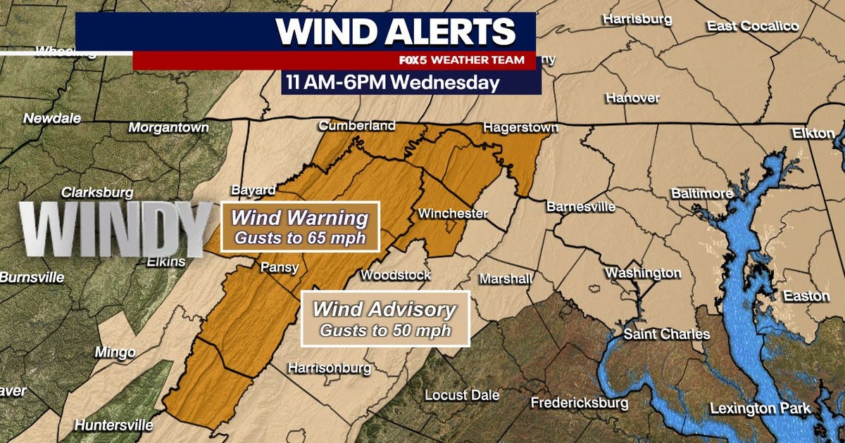DC weather: Wind Advisory in effect until Wednesday evening | FOX 5 DC