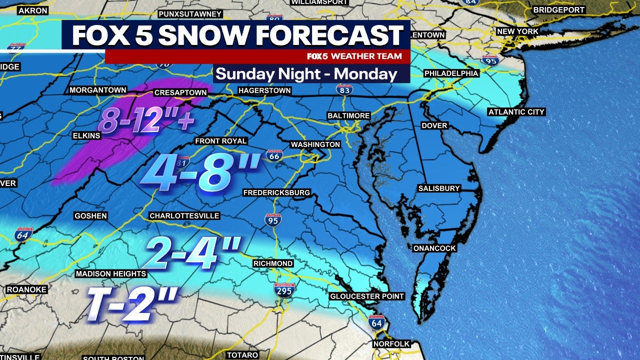 DC snow storm forecast: 5 to 10 inches of snow across DC, Maryland & Virginia