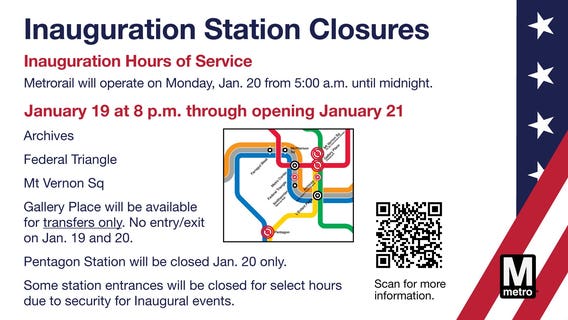 Metro adjusts service after Trump inauguration moved to Capital One Arena