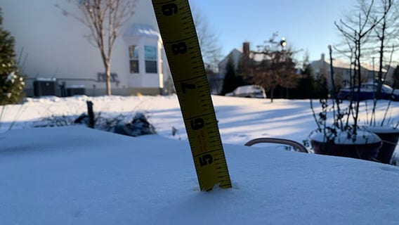 Snow totals for DC, Maryland, Virginia, and West Virginia from January 5-6, 2025