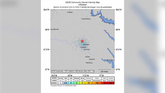 Earthquake rattles parts of Virginia on Tuesday