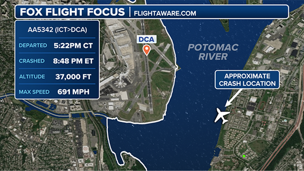 Maps show flight path, collision site of DC plane crash