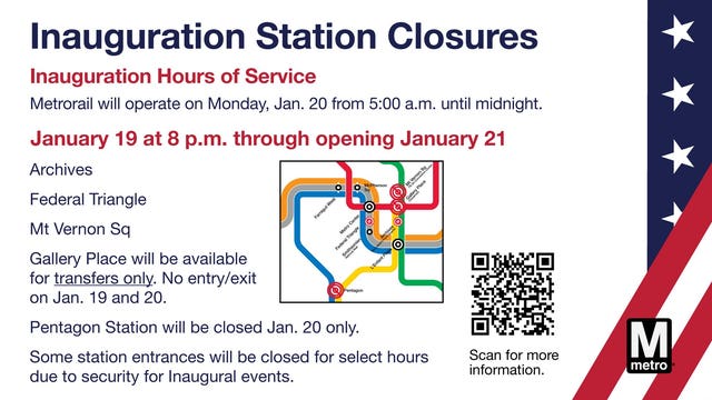 Metro adjusts service after Trump inauguration moved to Capital One Arena