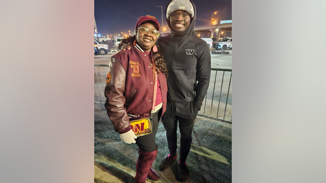 Mom of Commanders' Mike Sainristil gets custom varsity jacket