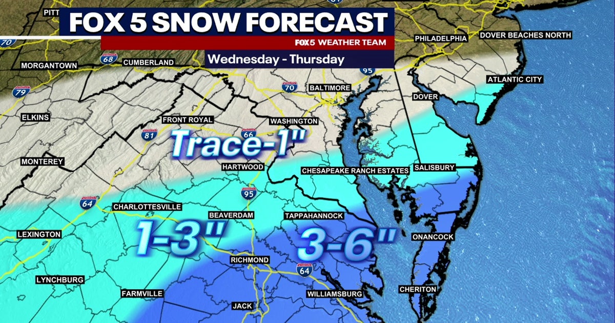 DC snow forecast: Chance for on-and-off snow showers amid bitter cold ...