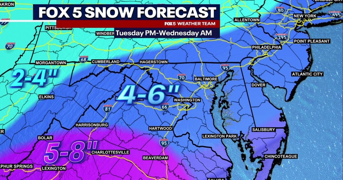 DC snow forecast: Winter Storm Warnings issued for DMV Tuesday into ...
