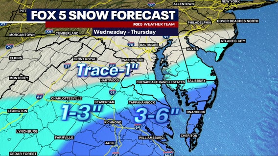 DC snow forecast: Chance for on-and-off snow showers amid bitter cold temperatures
