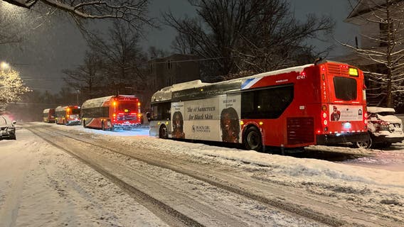 Metrobuses stranded across DC as heavy snow, ice impact roads