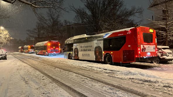 Dozens of Metrobuses stranded across DC as heavy snow, ice impact roads