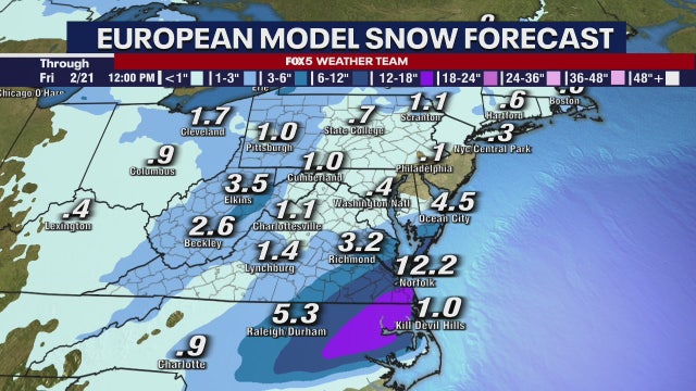 DC snow forecast: Bulk of winter storm likely to miss region