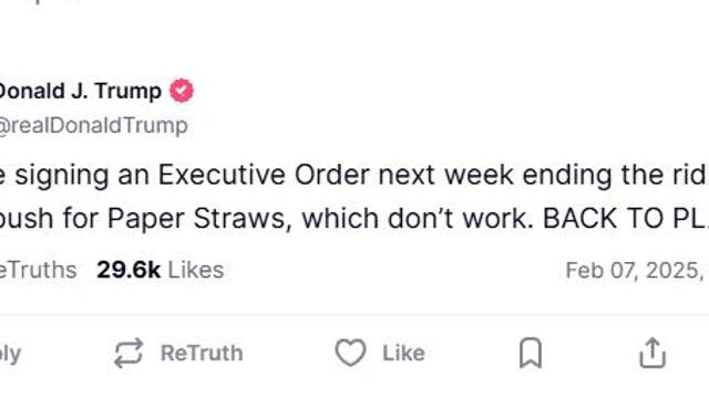 'BACK TO PLASTIC' Trump to sign executive order banning paper straws