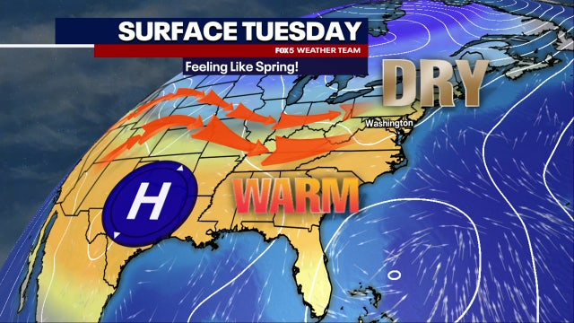 Springlike temps across DC region Tuesday