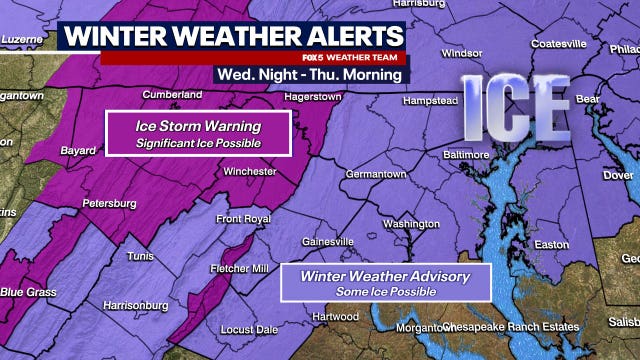 DC area snow, sleet, and freezing rain Wednesday night into Thursday morning