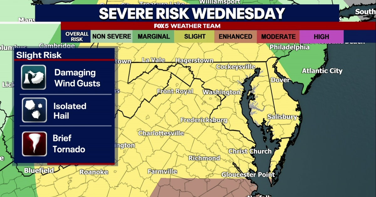 Severe weather threat moves toward DC region Wednesday | FOX 5 DC