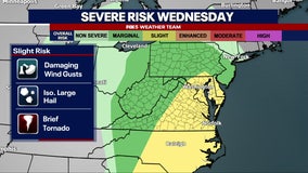 Thunderstorm, slight tornado risk across DC region Wednesday