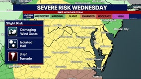 Severe weather threat moves toward DC region Wednesday