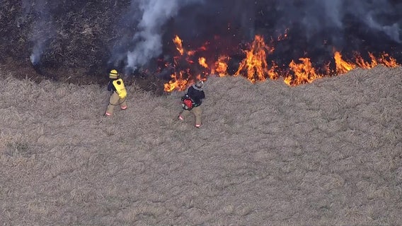 Crews contain large brush fire sparked by strong winds in Gaithersburg