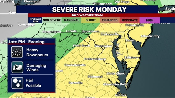 Severe Weather Alert: Thunderstorms threaten DC area Monday night