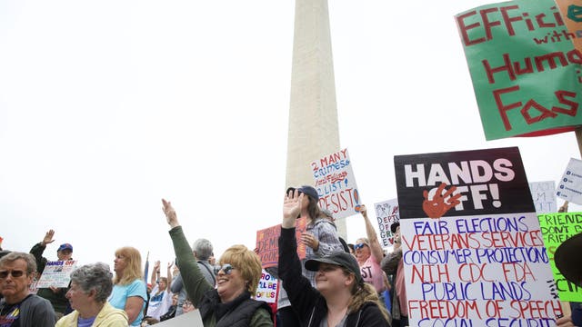 Thousands gather at 'Hands Off!' rally in Washington, D.C.