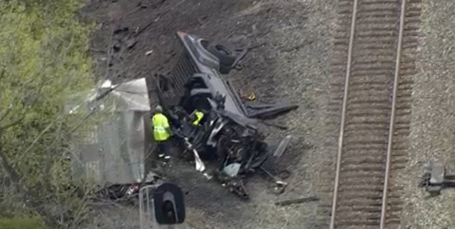 Amtrak train hits pickup truck at railroad crossing in Virginia