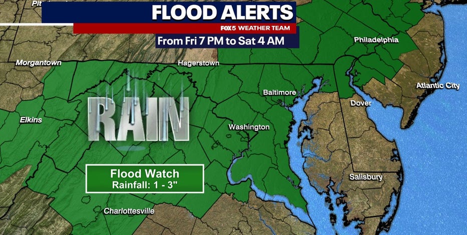 Flood Watch across DC region Friday evening as heavy rain, storms approach