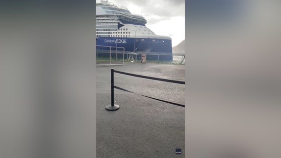 Video shows Alaska cruise ship breaking free during sudden storm