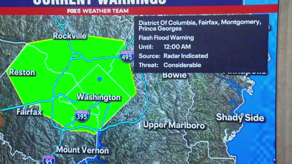 Flash flood warning issued for several parts of DMV amid severe storms