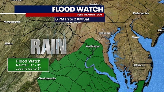 Flood Watch in DC region as showers and thunderstorms threaten through weekend