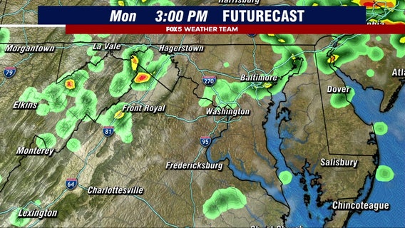Scattered thunderstorms Monday across DC region could bring damaging winds, flooding concerns